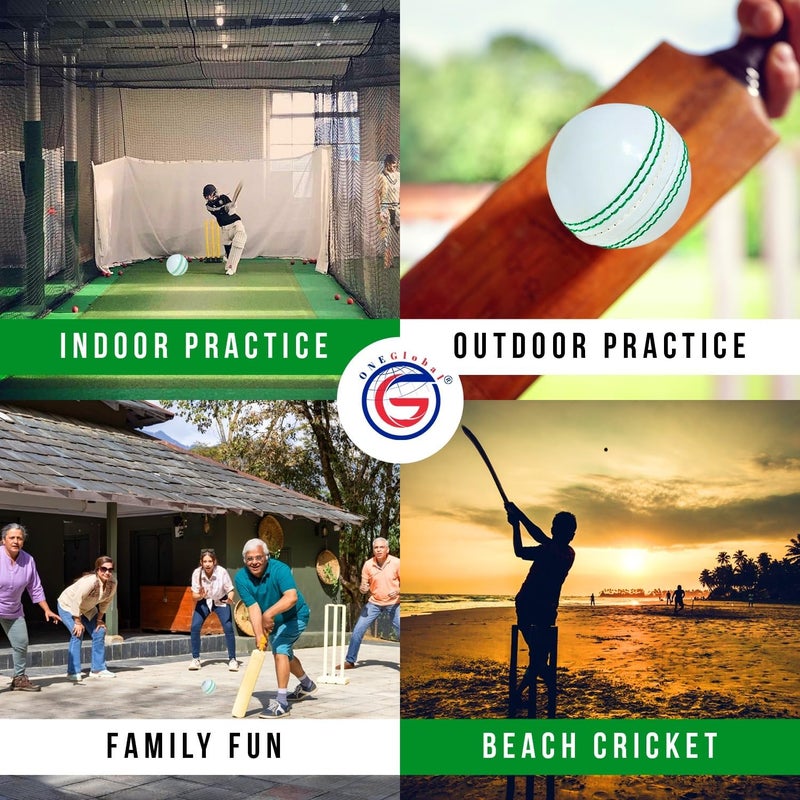ONEGlobal Soft Rubber Cricket Ball for Practice | Outdoor & Indoor Practice Cricket Ball with Core & Stitched Seam | Realistic Feel, True Bounce & Swing for Practice, Honing Skills & Family Fun - Image 5